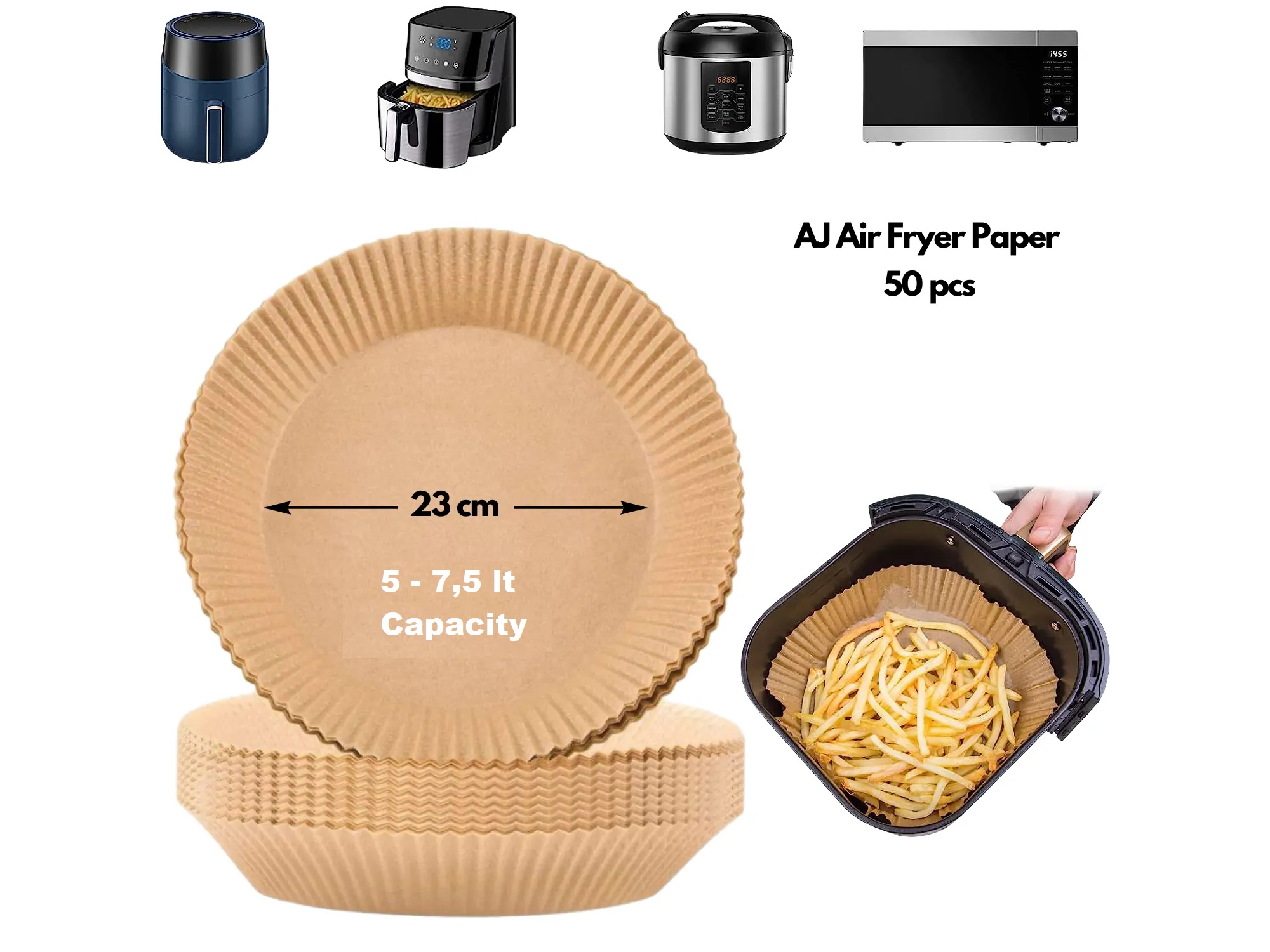 Fryer, 2 Quart Capacity with Air Fryer Paper Liners 50Pcs