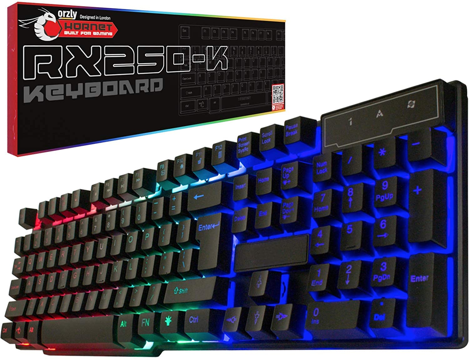 utilizar curva Mutilar Orzly RX250-K, RGB Gaming Keyboard (PC / PS4 / Xbox) | Kooqie