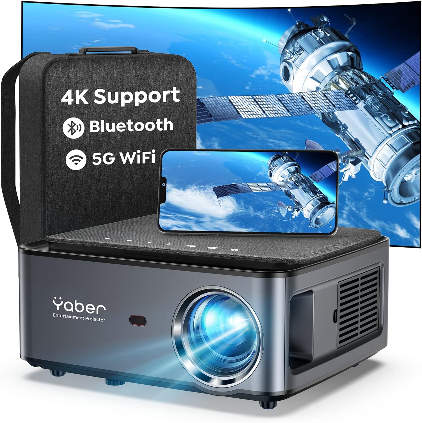 Yaber Buffalo Prο U6 Projector Full HD 1080p Native resolution, 15.000  Lumens, 20.000:1, Bluetooth 5.1 & WiFi, with Case, Black