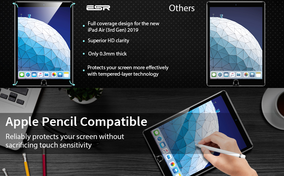 ESR iPad 10.2 tempered glass features