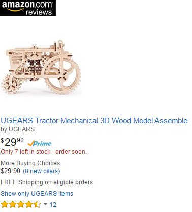 Ugears-Tractor-Amazon-Rating
