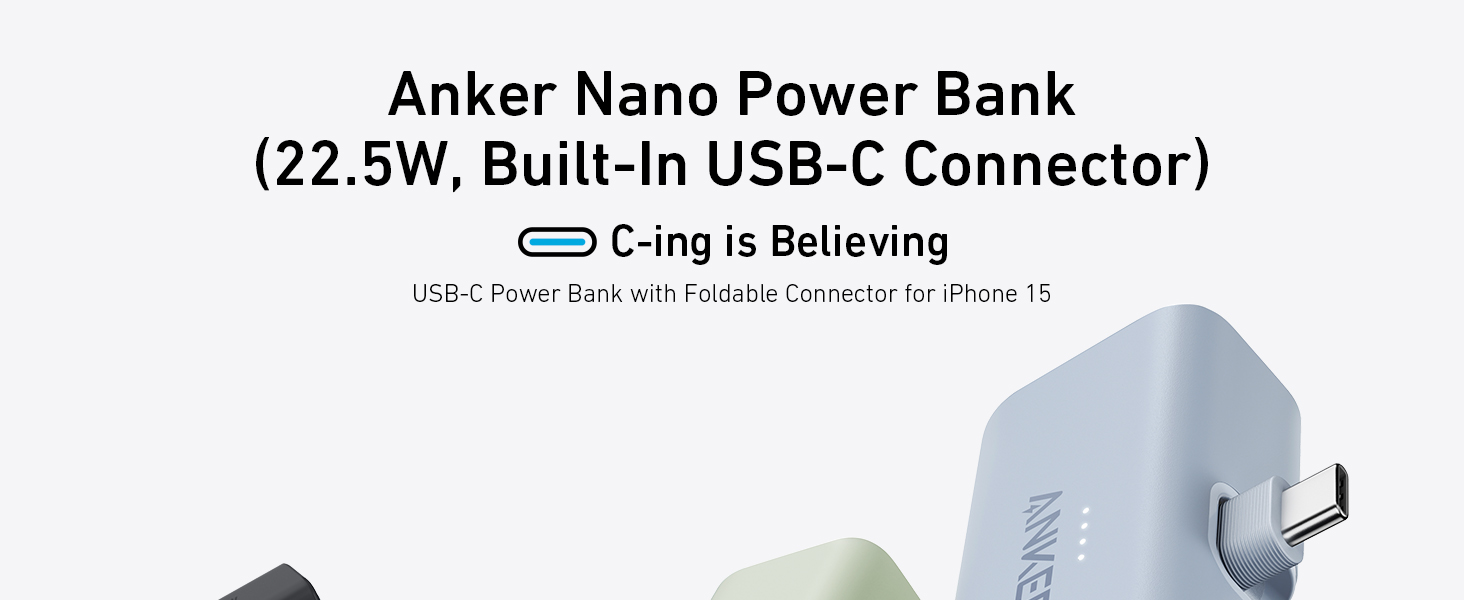 Anker Nano Power Bank, Mini Portable Charger with Built-In Foldable USB-C  Connector, 5,000mAh Battery Pack 22.5W, For iPhone 15, Samsung S23 Series,  Note20 Series, LG, Huawei, iPad, AirPods, and More : 
