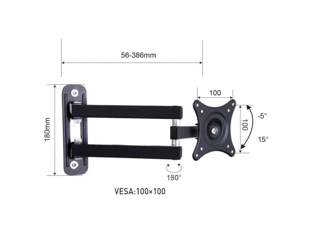 Osio OSM TV Mount, Επικλινόμενη & Περιστρεφόμενη Βάση με Διπλό & σπαστό Μπράτσο για TV 10”-24”, έως 10kg