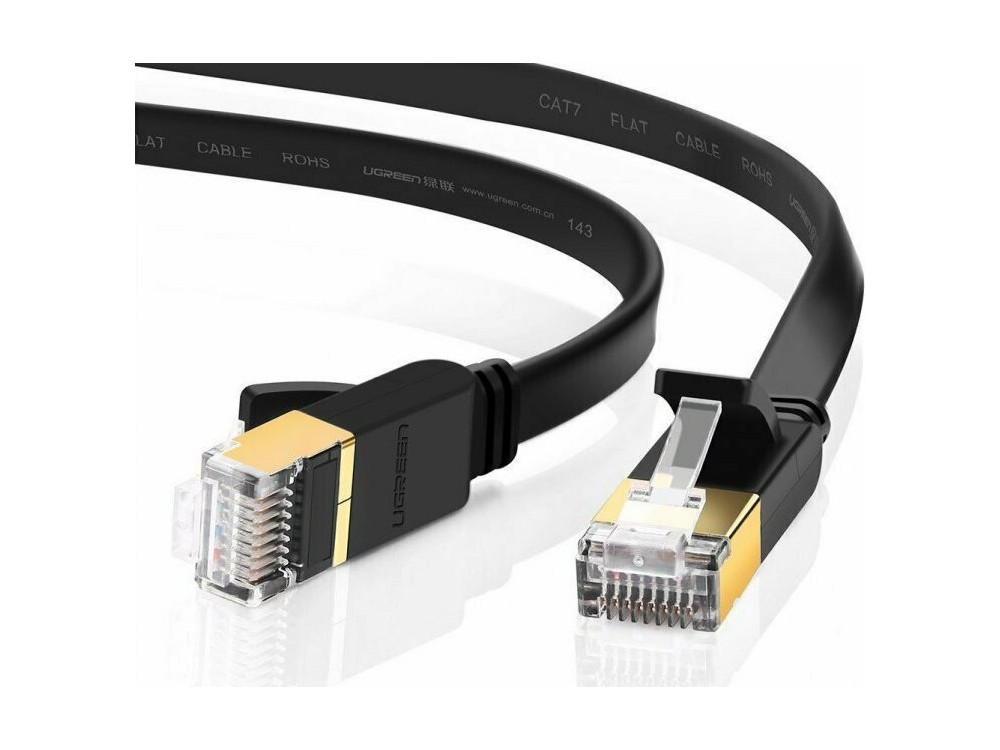 Ugreen U/FTP Cat.7 Καλώδιο Ethernet Flat 15μ., Μαύρο - 11266