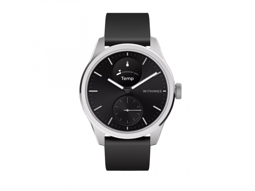 Withings ScanWatch 2 Hybrid Smartwatch 42mm, Activity Fitness Heart Rate Sleep Monitor, GPS, ECG & Oximeter, Αδιάβροχο, Μαύρο