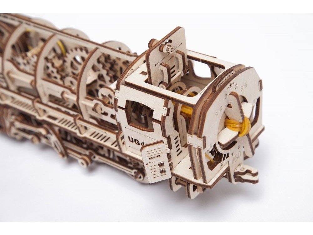 Ugears Steam Locomotive with Tender, Ατμομηχανή Ξύλινο Μηχανικό 3D Παζλ, 443 Κομμάτια