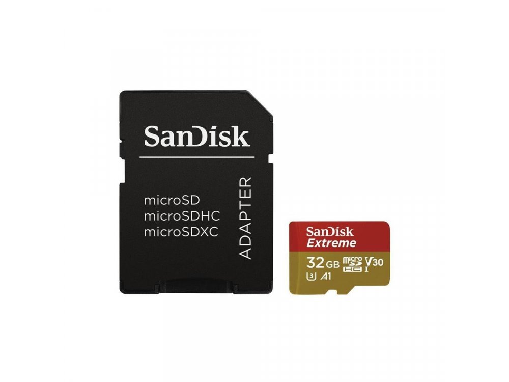 Sandisk Extreme microSDXC 32GB U3 V30 A1 with Adapter - SDSQXAF-032G-GN6MA