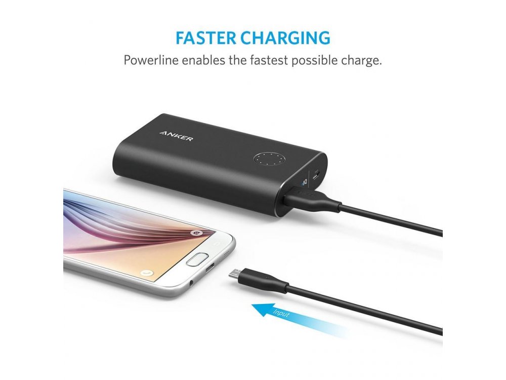 Anker Καλώδιο Powerline Micro USB 0.9μ. - A8132G11, Μαύρο