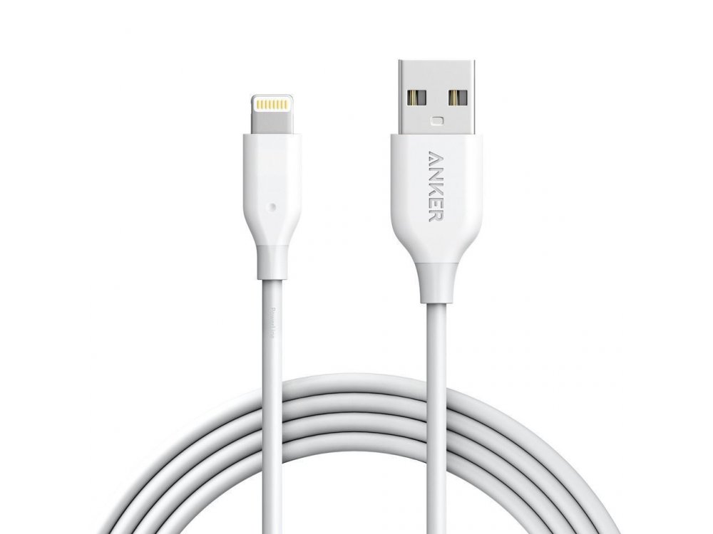 Anker PowerLine II Dura 2μ. Lightning Καλώδιο για Apple iPhone / iPad / iPod MFi - A8433021, Λευκό