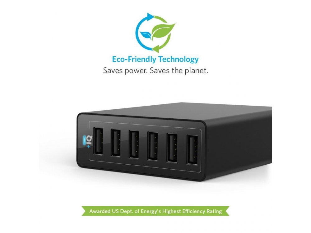 Anker PowerPort 6 60W 6-Port USB Charging Hub με Τεχνολογία PowerIQ - A2123L12