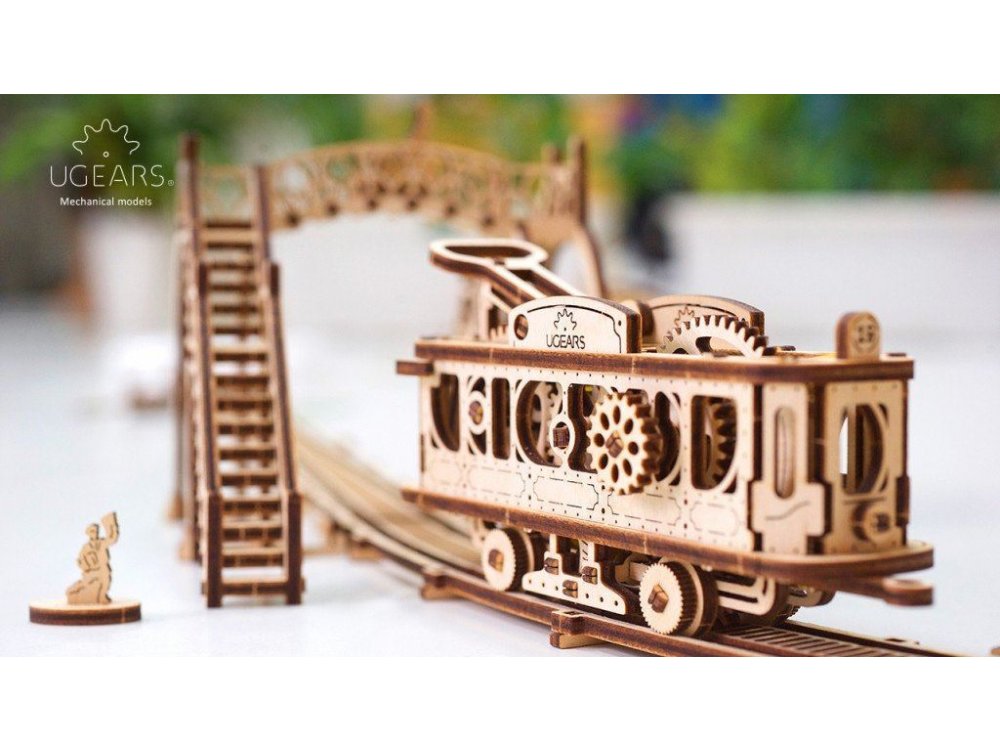 Ugears Tram Line Ξύλινο Μηχανικό 3D Παζλ, 284 Κομμάτια