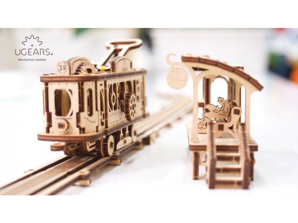 Ugears Tram Line Ξύλινο Μηχανικό 3D Παζλ, 284 Κομμάτια