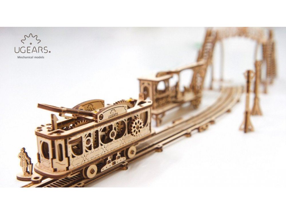 Ugears Tram Line Ξύλινο Μηχανικό 3D Παζλ, 284 Κομμάτια