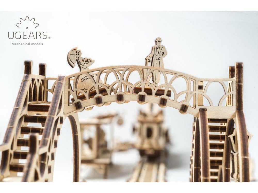 Ugears Tram Line Ξύλινο Μηχανικό 3D Παζλ, 284 Κομμάτια