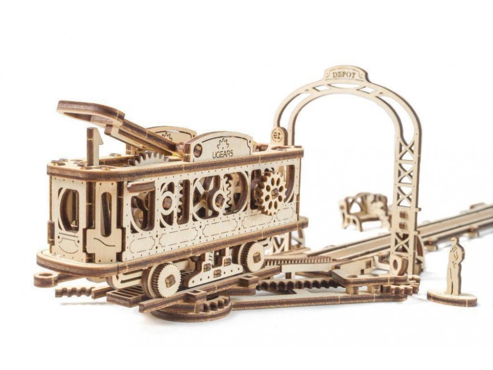 Ugears Tram Line Ξύλινο Μηχανικό 3D Παζλ, 284 Κομμάτια