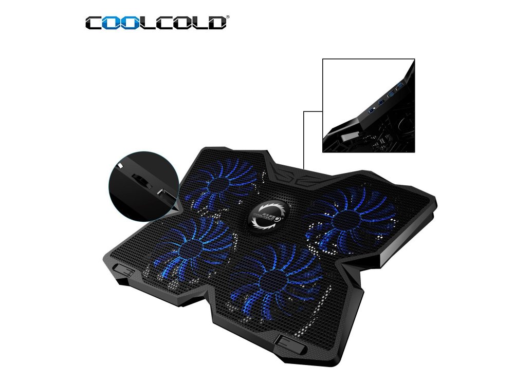 Coolcold Ice Magic 2 Cooling Pad, 4 Fans LED, Black