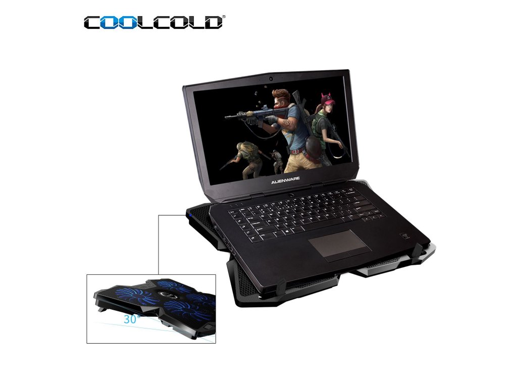 Coolcold Ice Magic 2 Cooling Pad, 4 Fans LED, Μαύρο