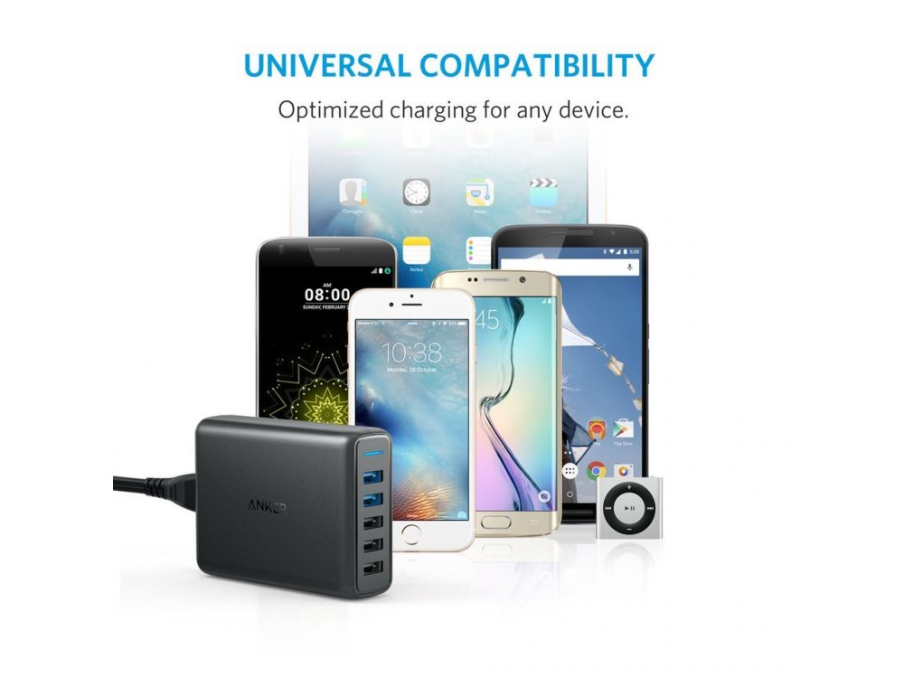 Anker PowerPort Speed 5 - 63W 5-Port USB Charging Hub με 2 QC3 Θύρες - A2054L11