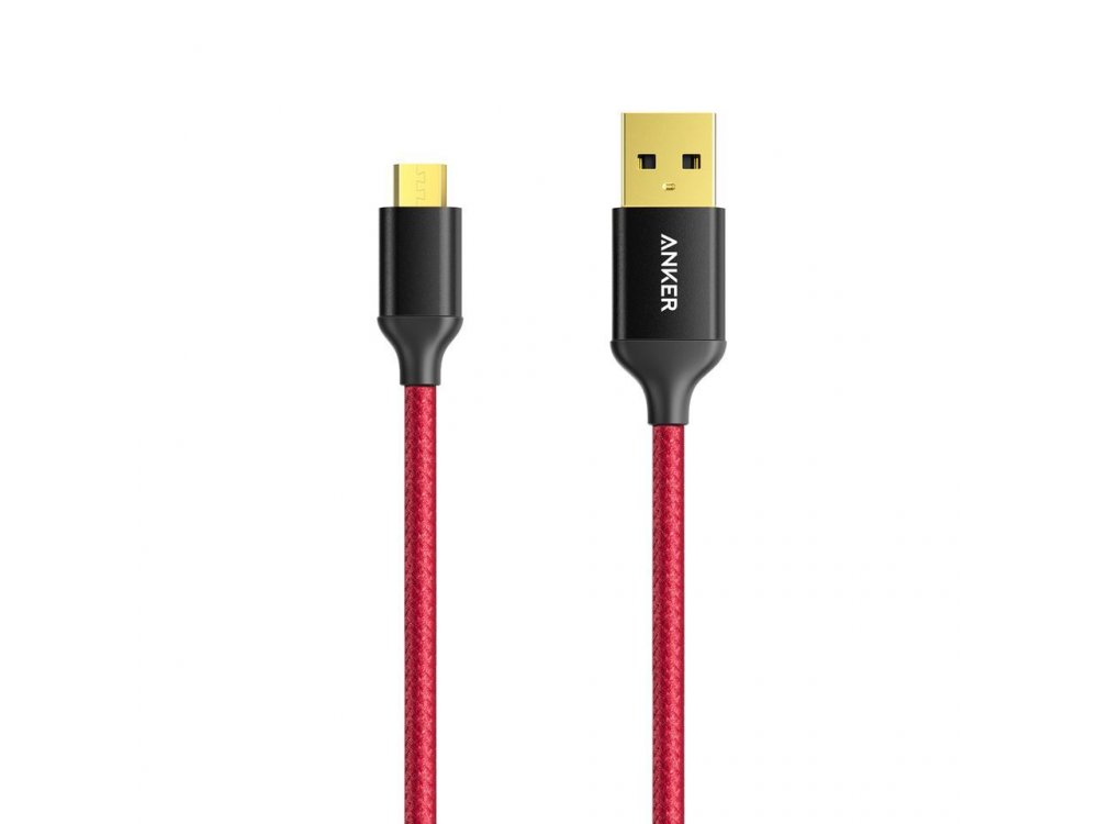 Anker PowerLine+ Καλώδιο 2μ. Micro USB σε USB 2.0 με Νάυλον ύφανση - A8143G91, Κόκκινο