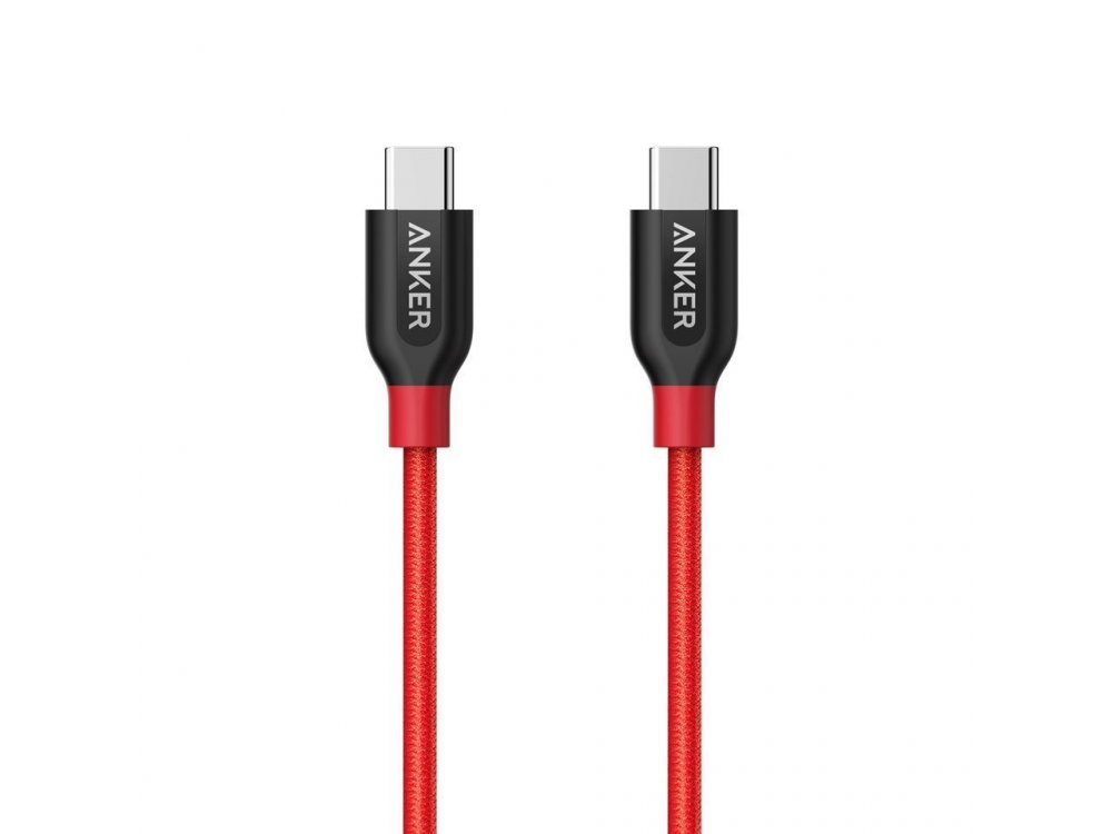 Anker Powerline+ USB-C σε USB 3.0 6ft. Nylon braided -A8169091, Red