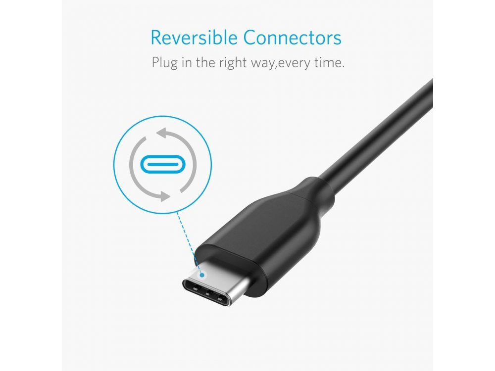 Anker PowerLine Καλώδιο USB-C σε USB 3.0, 3μ - A8167011, Μαύρο