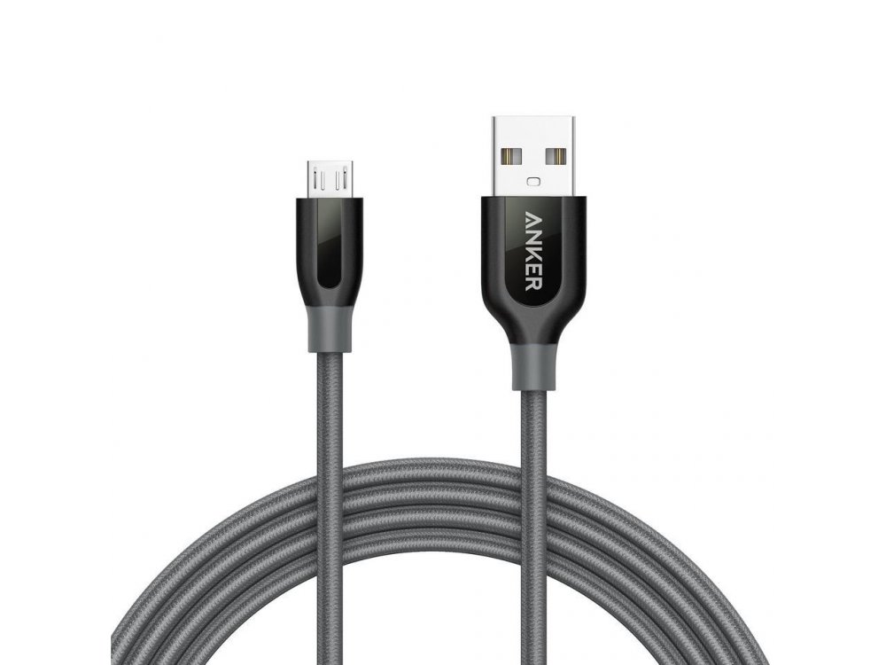 Anker PowerLine+ Καλώδιο 1.8μ. Micro USB σε USB 2.0 με Νάυλον ύφανση - A81430A1, Μαύρο