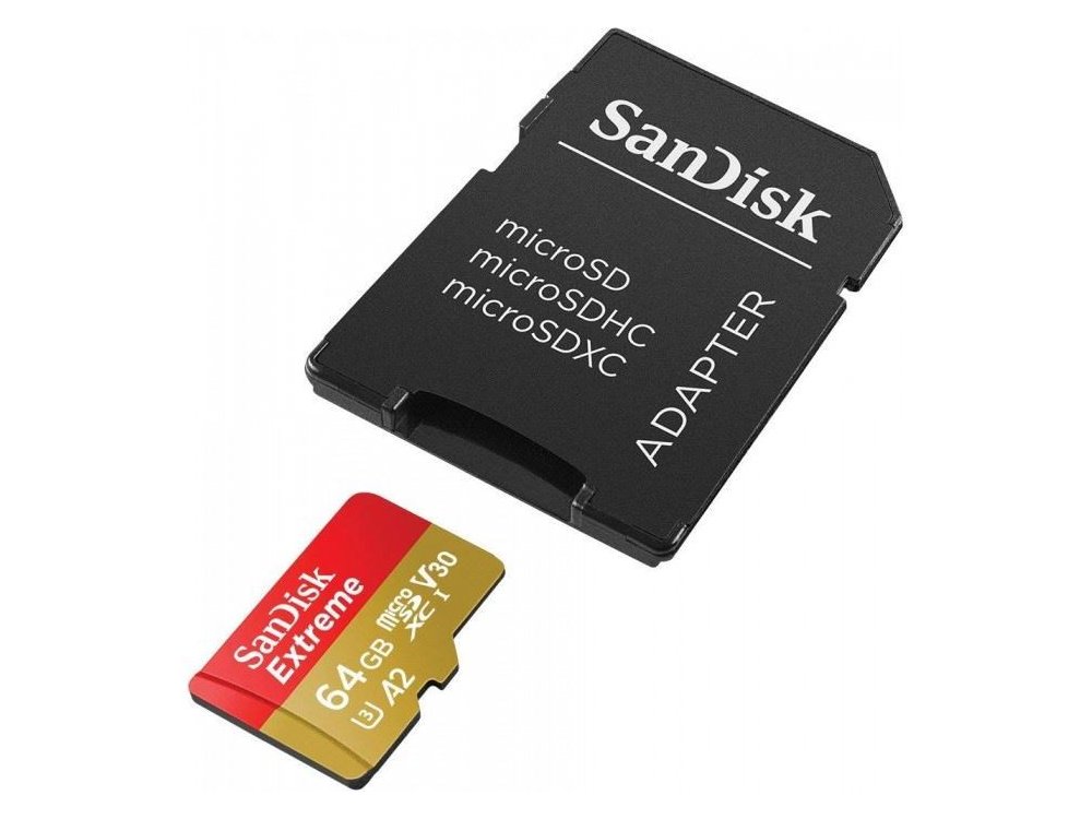 Sandisk Extreme microSDXC 64GB A2 V30 with Adapter - SDSQXA2-064G-GN6MA