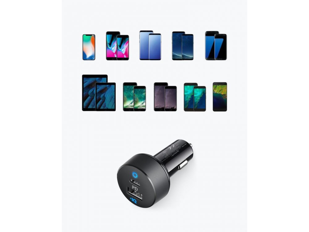 Anker PowerDrive PD 2, 33W 2-Port Compact Type C Φορτιστής Αυτοκινήτου - A2721HF1