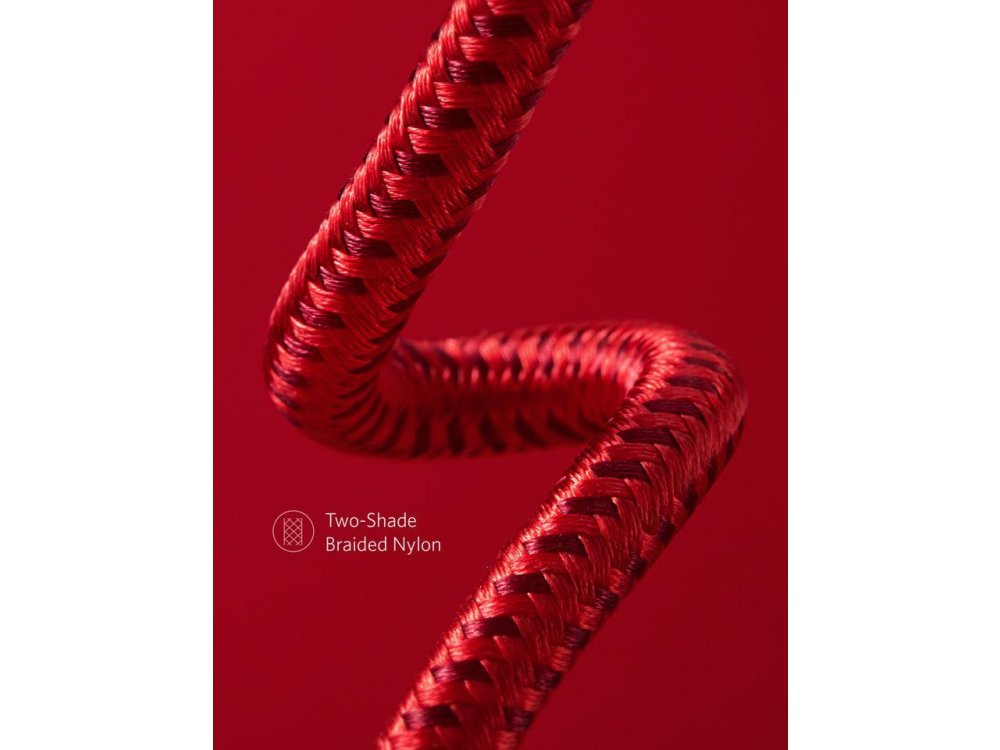 Anker PowerLine+ II 6ft. Lightning Cable for Apple, Nylon braided- A8453091, Red