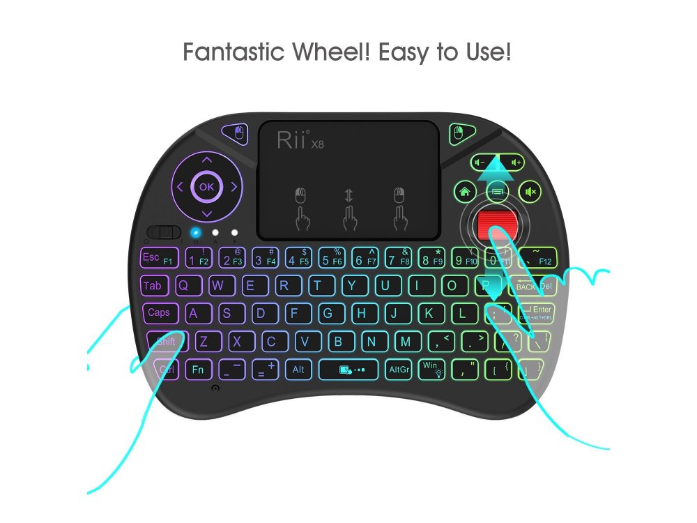 Rii x8 Wireless Keyboard with Mouse Touchpad for Smart TV / Android TV Box / MAG / Consoles / HTPC