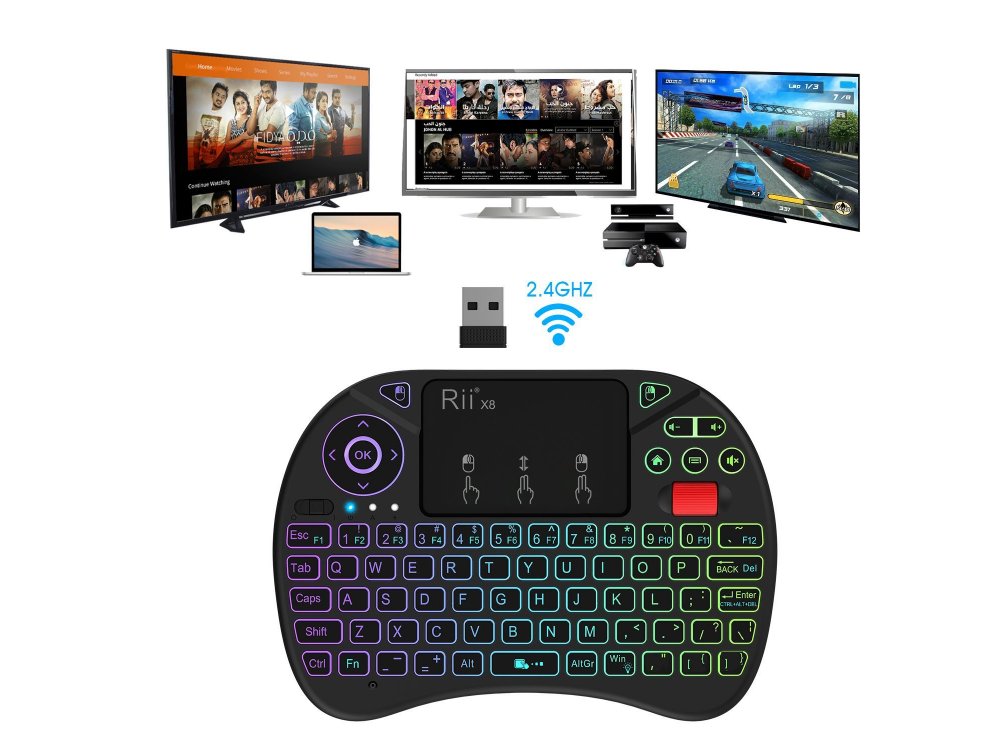 Rii x8 Wireless Keyboard with Mouse Touchpad for Smart TV / Android TV Box / MAG / Consoles / HTPC