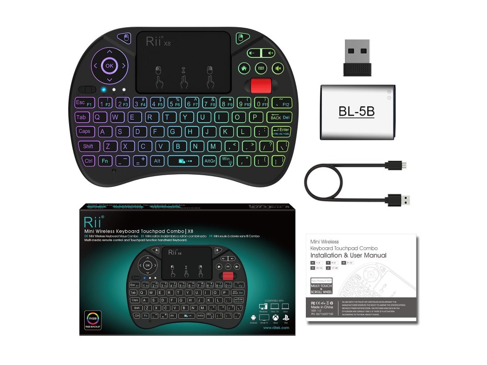 Rii x8 Wireless Keyboard with Mouse Touchpad for Smart TV / Android TV Box / MAG / Consoles / HTPC