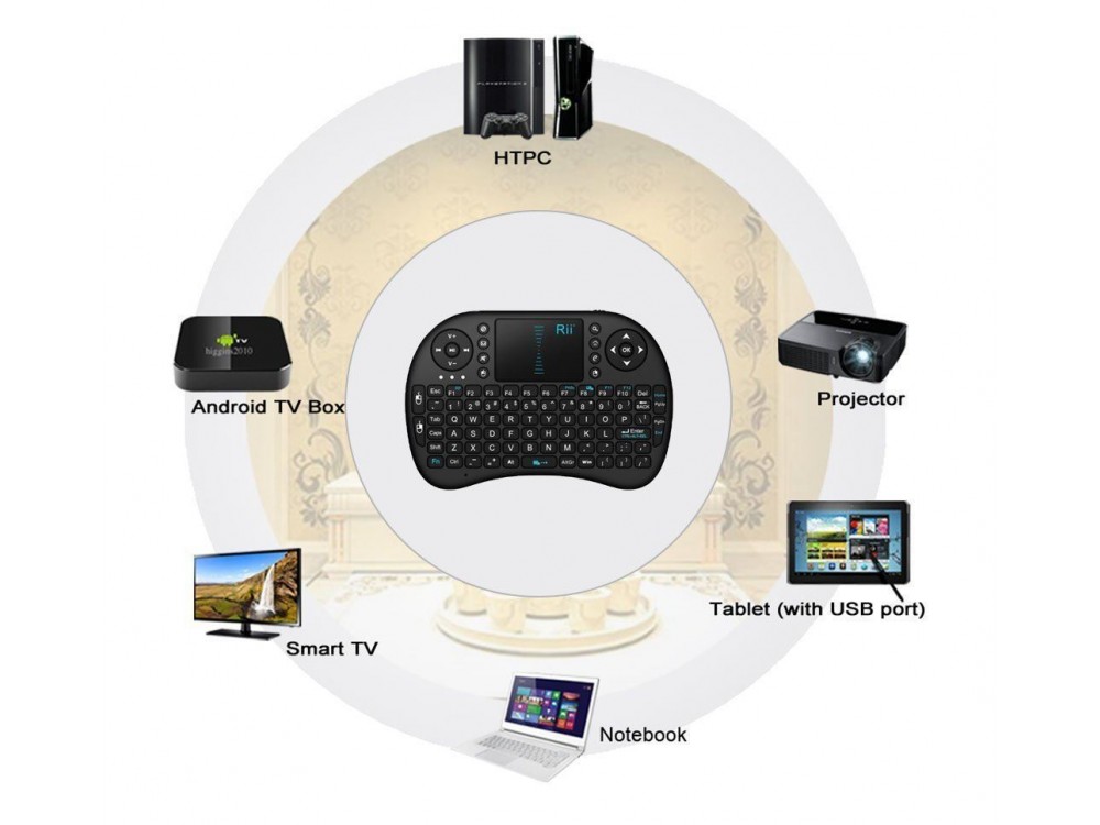 Rii i8 Mini Wireless Keyboard - Original, with Mouse Touchpad for Smart TV / Android TV Box / Smartphone/ Tablet