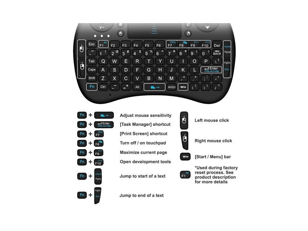 Rii i8 Mini Wireless Keyboard - Original, with Mouse Touchpad for Smart TV / Android TV Box / Smartphone/ Tablet