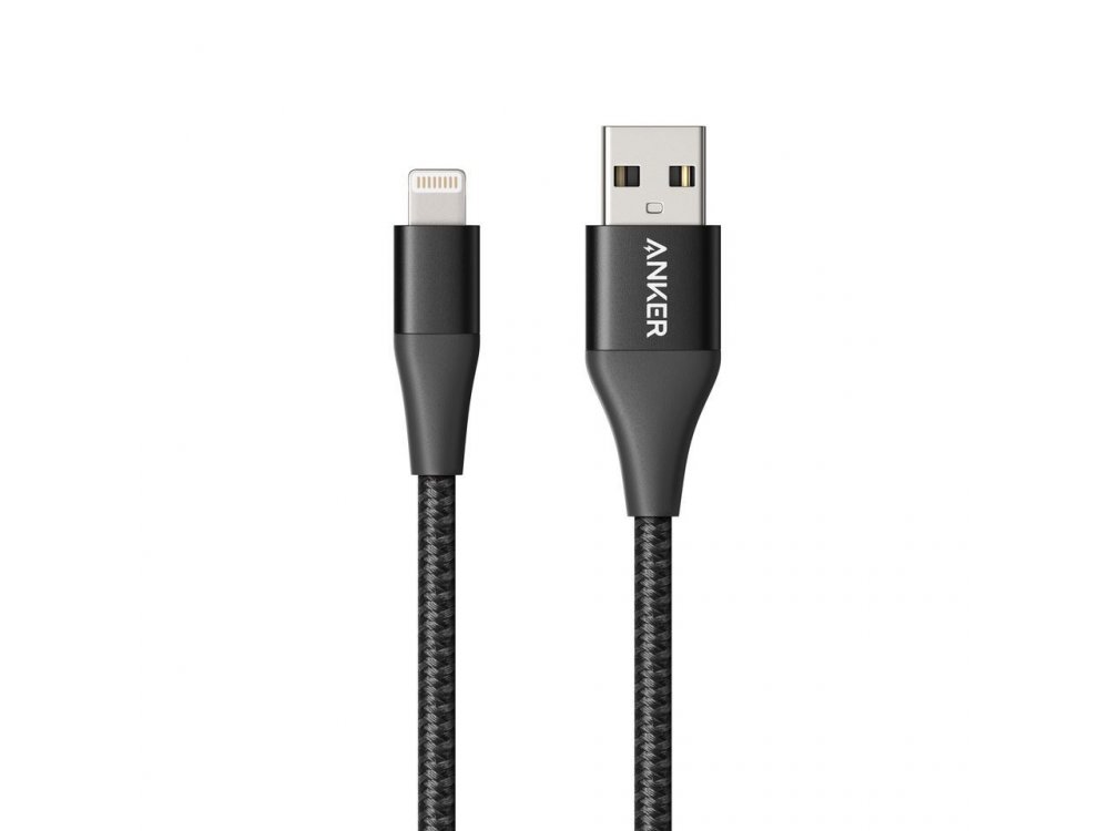 Anker PowerLine+ ΙΙ 3ft. Lightning cable for Apple, Nylon braided- A8452011, Black