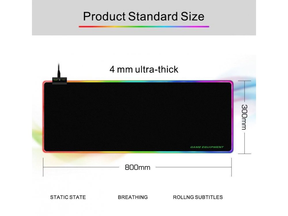 CoolCold D1000 XXL Gaming Mouse Pad (80x30cm) με RGB LED, Μαύρο