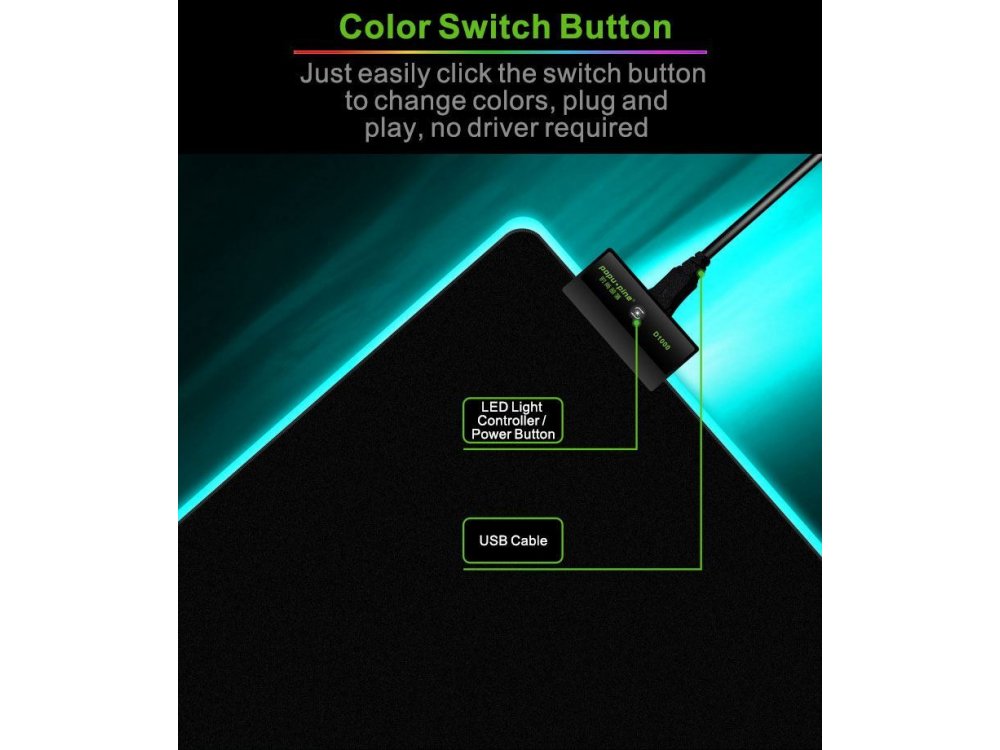 CoolCold D1000 XXL Gaming Mouse Pad (80x30cm) με RGB LED, Μαύρο