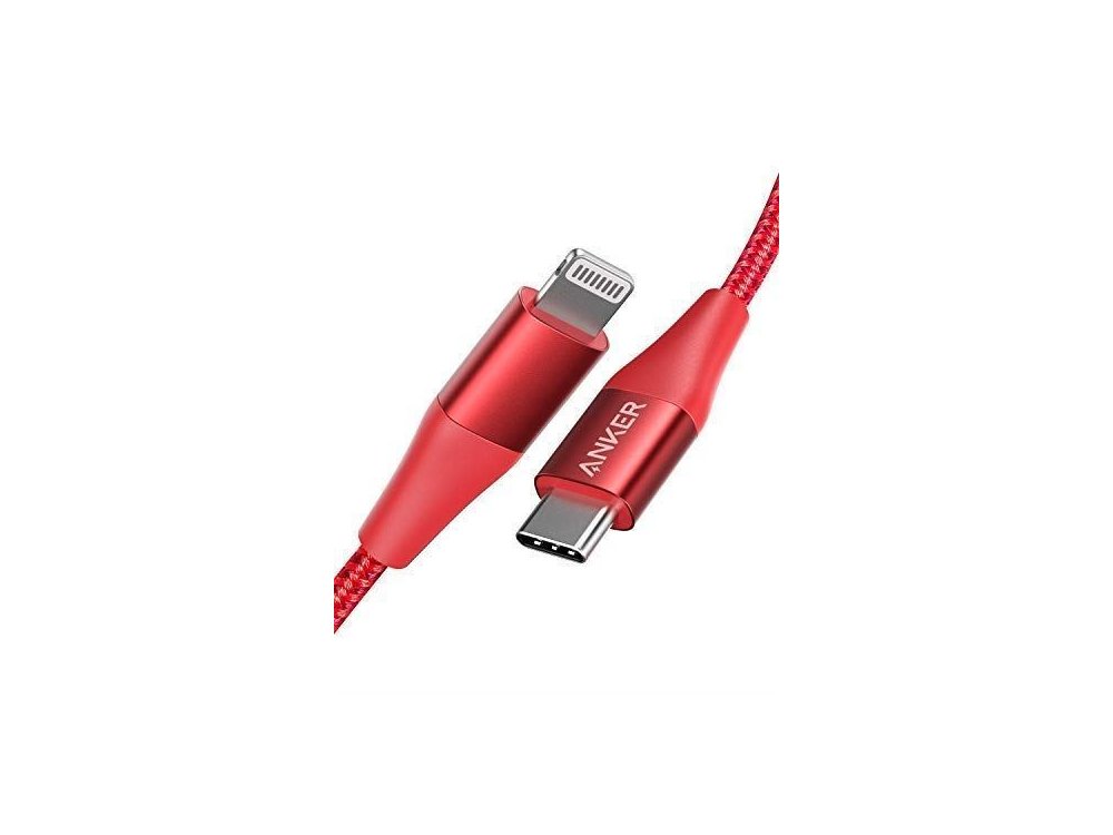 Anker PowerLine+ ΙΙ USB-C to Lightning cable 3ft, Nylon Weaving -A8652091, Red