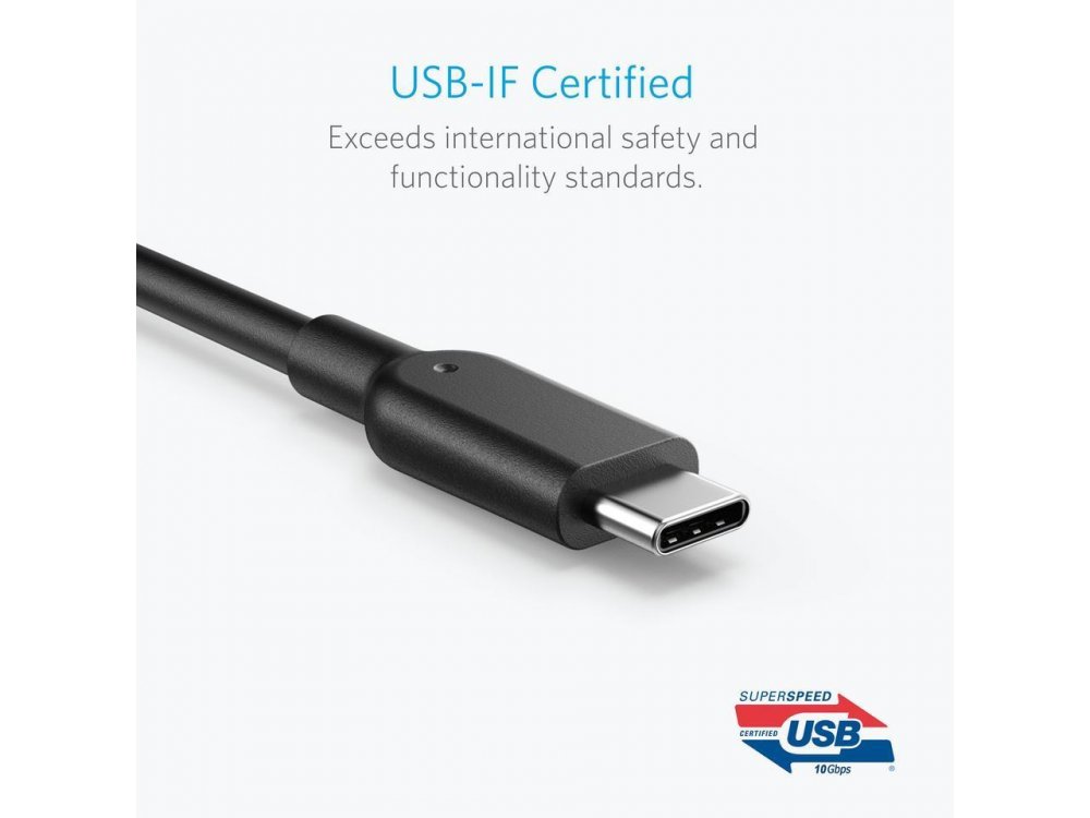 Anker Καλώδιο Powerline II USB C to USB A 3.1 Gen2 USB-IF 1μ. - A8465011, Μαύρο