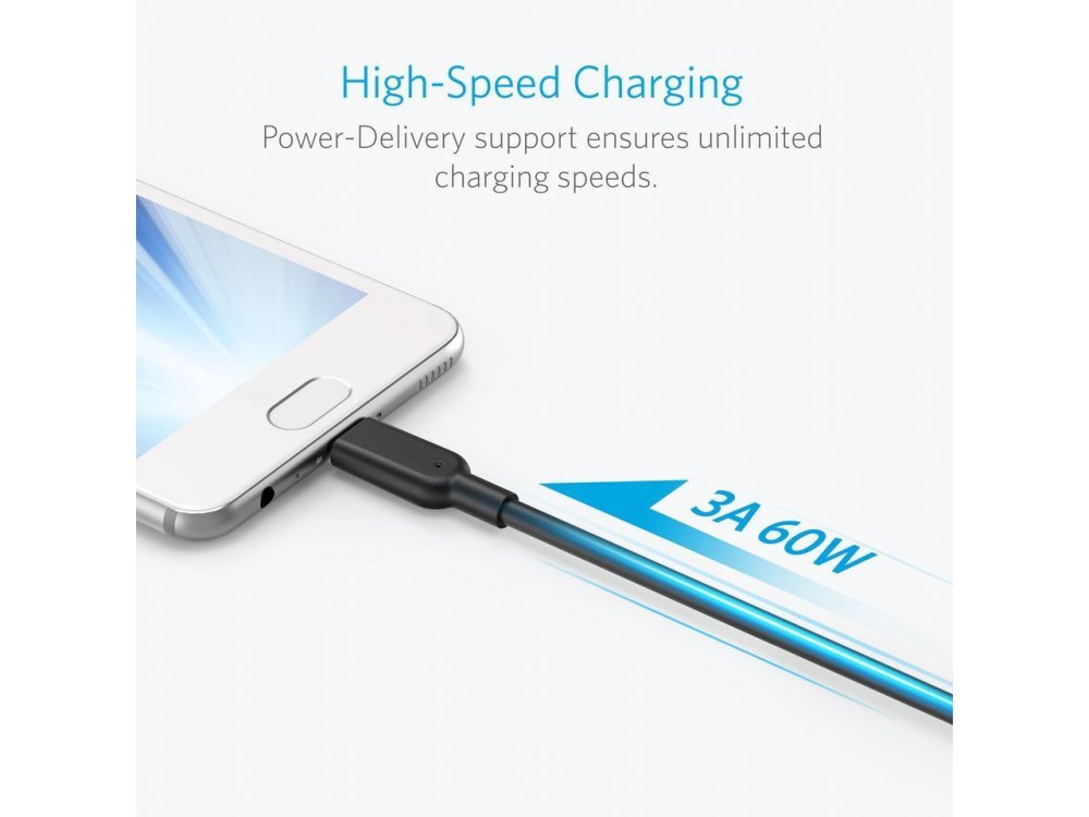 Anker Καλώδιο Powerline II USB C to USB A 3.1 Gen2 USB-IF 1μ. - A8465011, Μαύρο