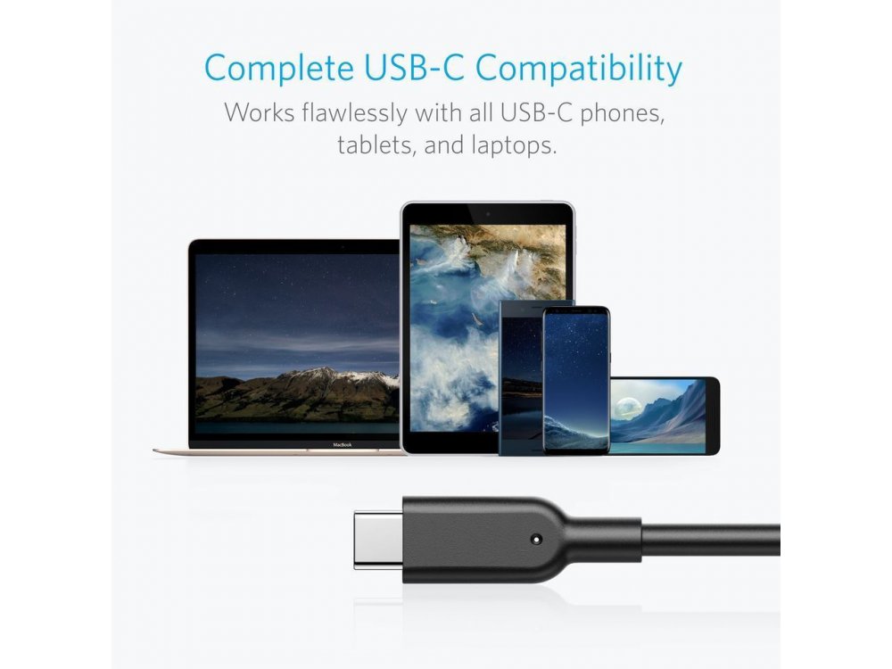 Anker Καλώδιο Powerline II USB C to USB A 3.1 Gen2 USB-IF 1μ. - A8465011, Μαύρο
