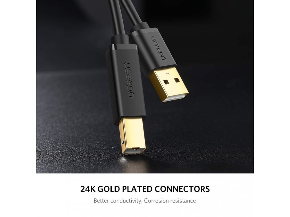 Ugreen USB 2.0 to USB-B Printer / Scanner Cable 1.5m. - 10350, Black