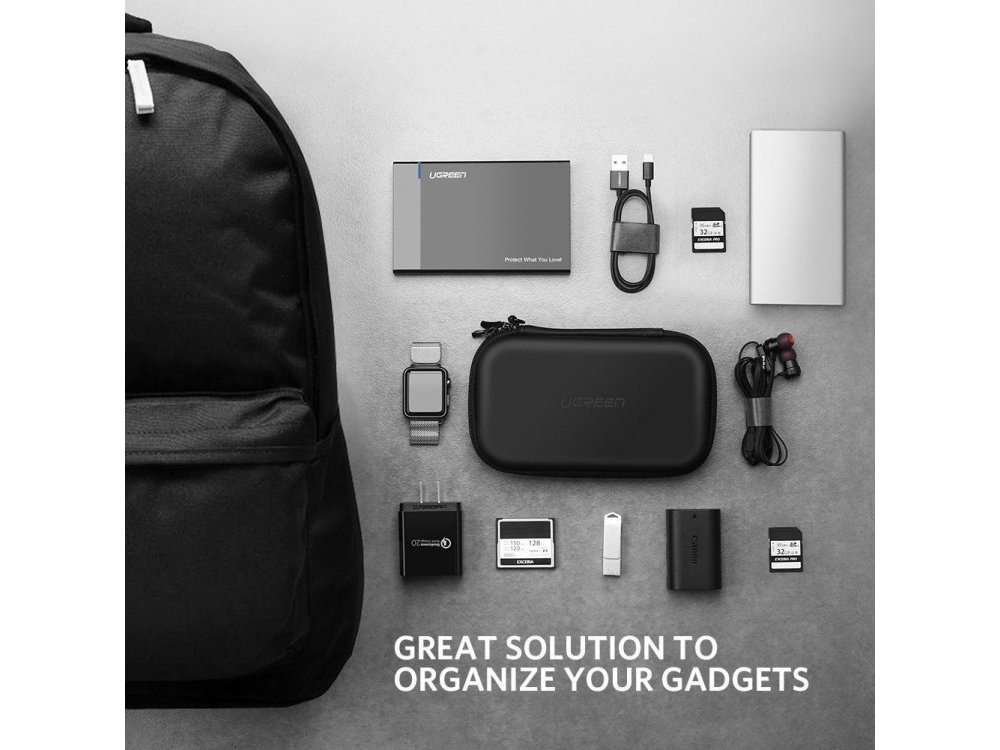 Ugreen External Hard Drive Case Bag, Travel Electronic Accessories Organizer Bag - 40707