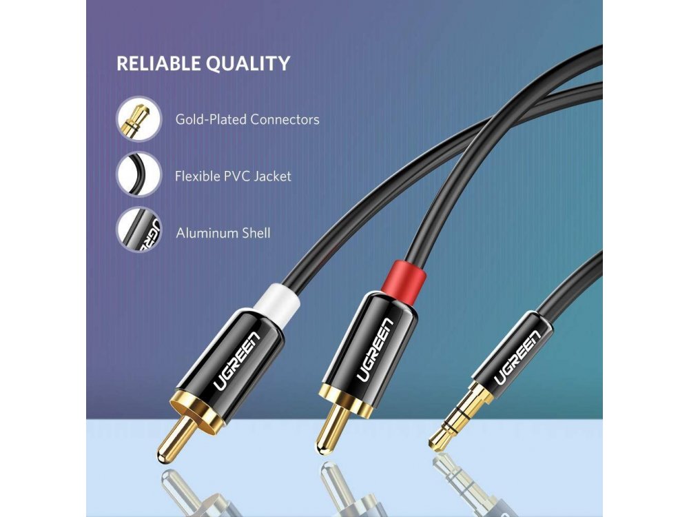 Ugreen 3.5mm Male to 2RCA Male 2m Auxiliary Stereo Y Splitter Audio Cable 6ft - 10584