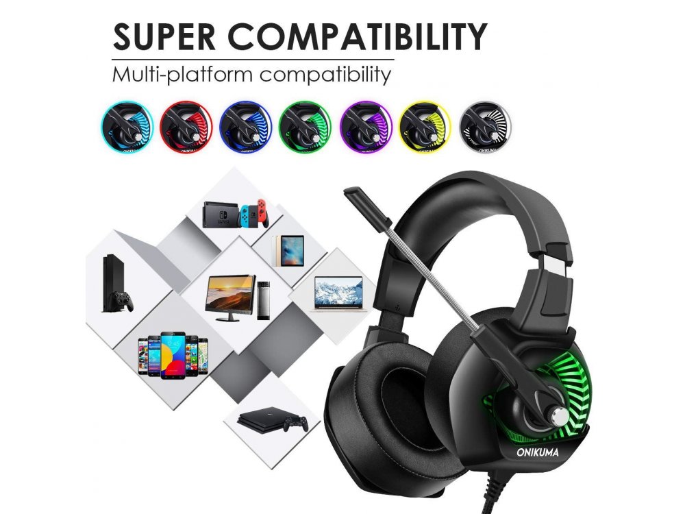 Onikuma K6 RGB Gaming Headset 7.1 (PC / PS4 / Xbox / Switch / Mac / iOS)