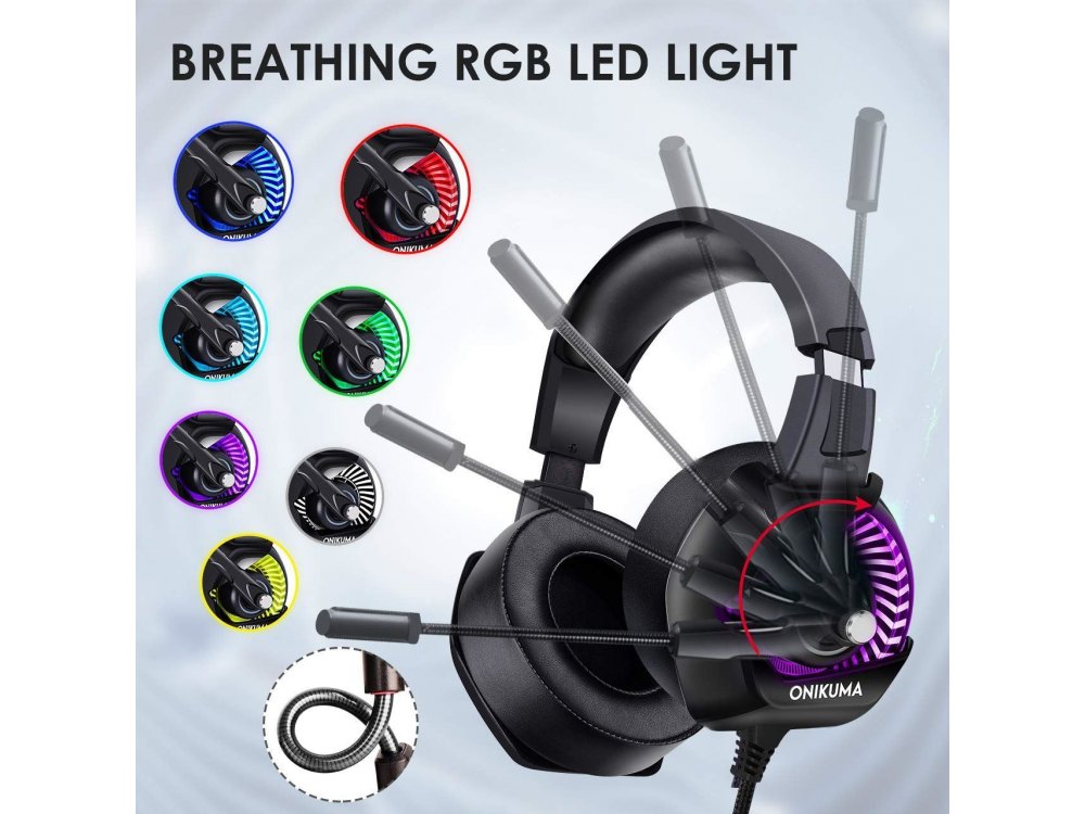 Onikuma K6 RGB Gaming Headset 7.1 (PC / PS4 / Xbox / Switch / Mac / iOS)