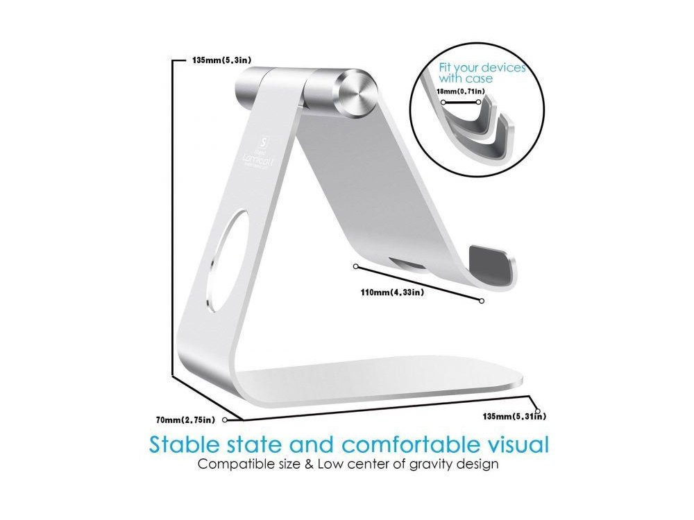 Lamicall S1  Tablet Stand Adjustable 270° for devices 5"-11", Silver