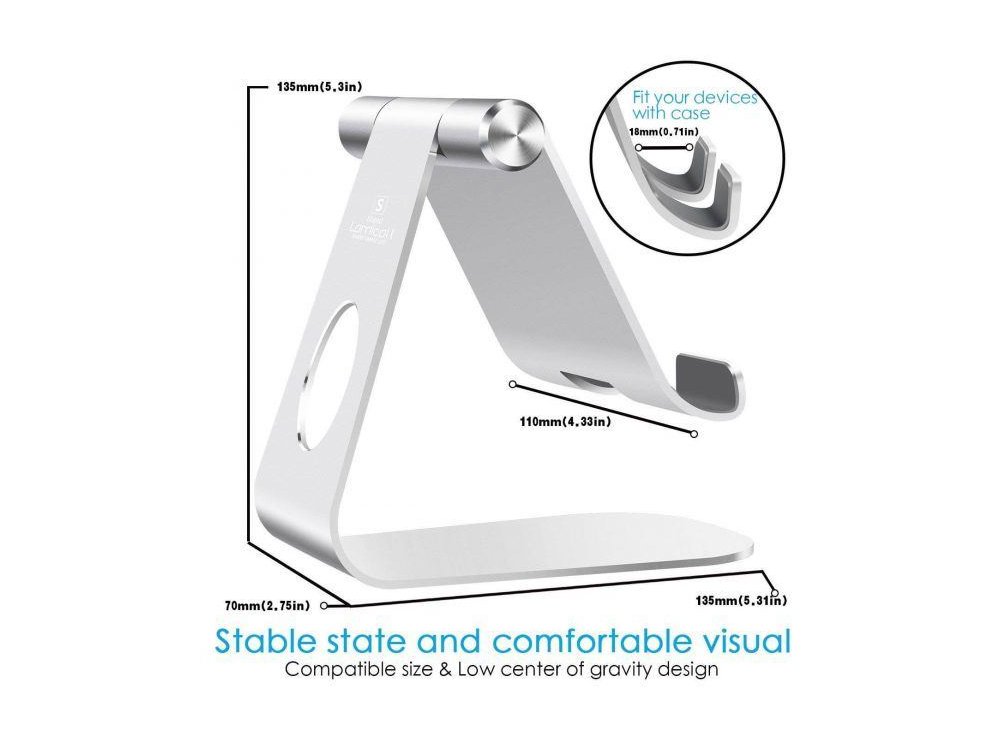 Lamicall S1 Βάση/Stand Tablet Ρυθμιζόμενη 270° για συσκευές 5"-13", Ασημί