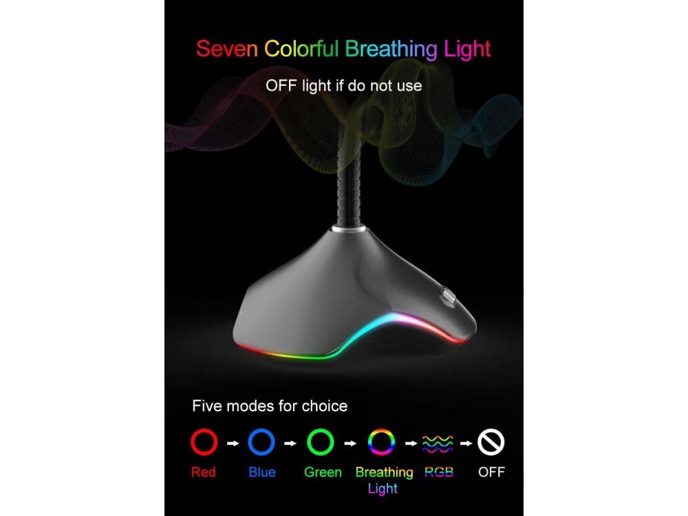 Coolcold CK-RGB Μικρόφωνο PC με USB και φωτισμό 7 Color, Μαύρο