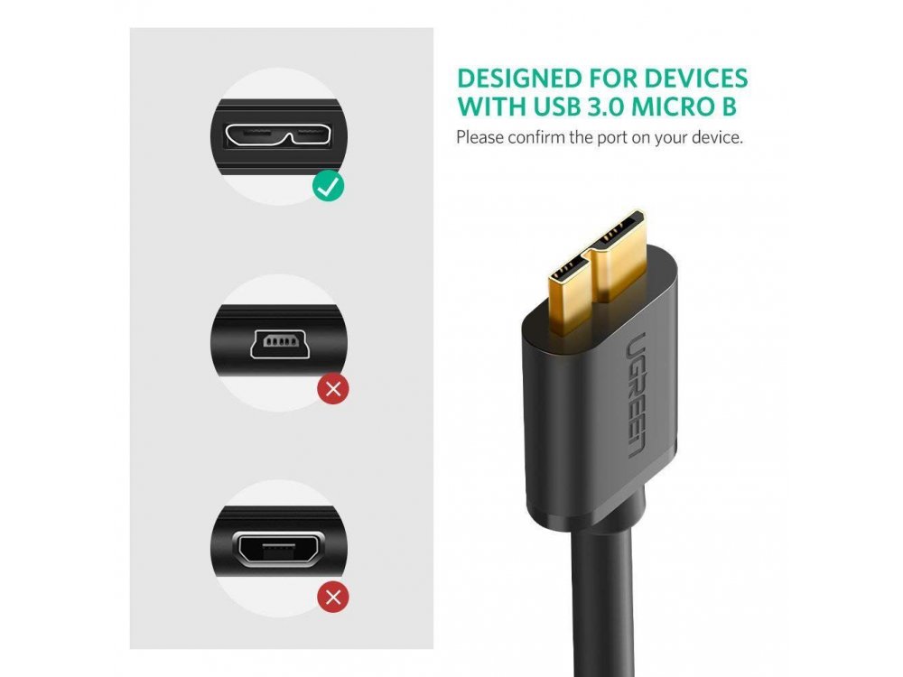 Ugreen USB 3.0 Cable σε Micro-B (USB 3.0 B) 0,5μ. Καλώδιο εξωτερικού σκληρού δίσκου - 10840